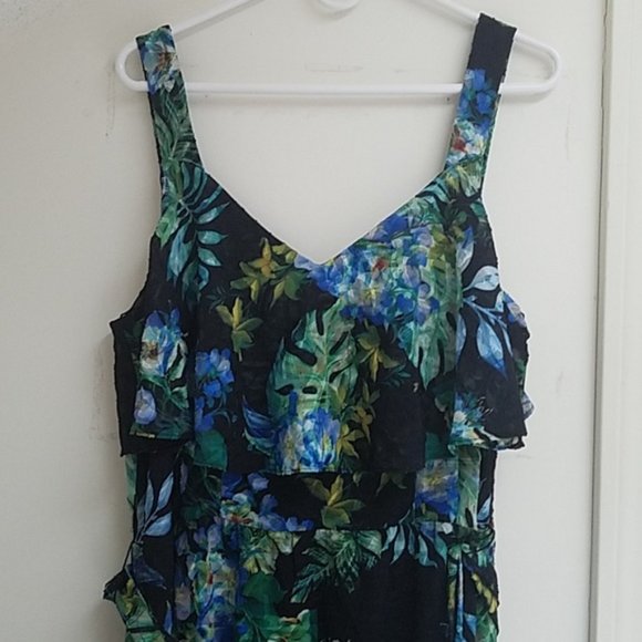 Adrianna Papell Tropical Print Burnout Textured Maxi Dress Sz 12 NWT - Picture 6 of 11